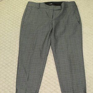 Loft Marisa Straight Women's Size 10P Grey Window Pane Cuffed Dress Pants